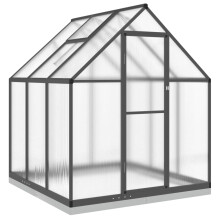 (anthracite, 169 x 169 x 202 cm) vidaXL Greenhouse with Base Frame Garden Walk in Plant Grow House Aluminium