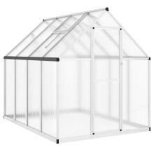 (silver, 224 x 169 x 195 cm) vidaXL Greenhouse with Base Frame Garden Walk in Plant Grow House Aluminium