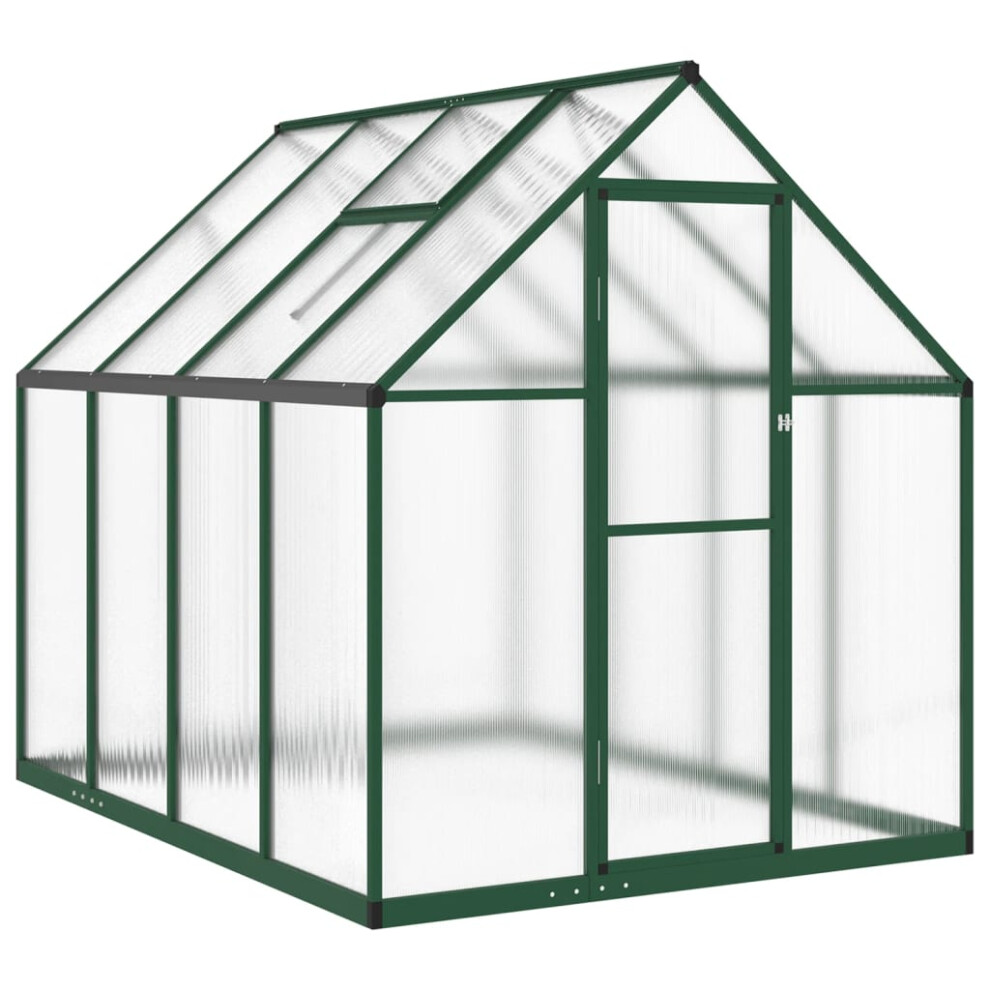 (green, 224 X 169 X 195 cm) vidaXL Greenhouse With Base Frame Garden Walk In Plant Grow House Aluminium