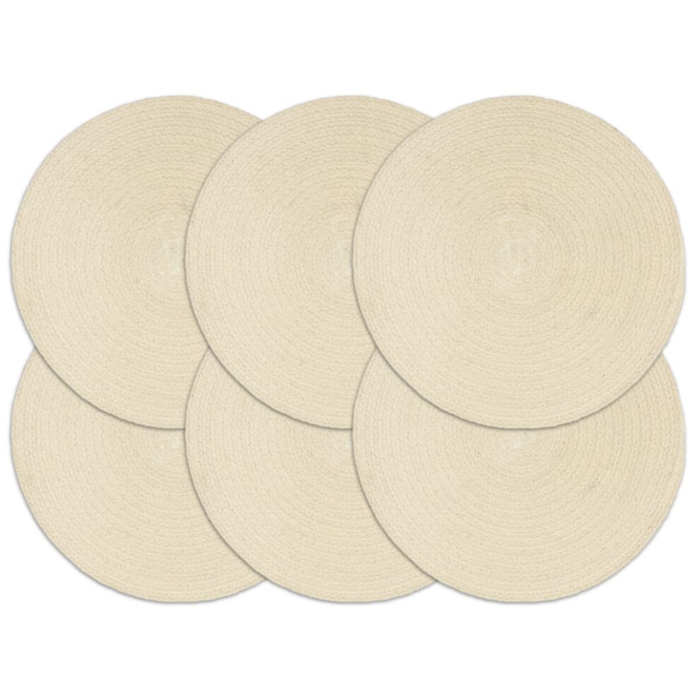 vidaXL 6x Placemats Plain Natural Round Cotton Table Placement Table Runner