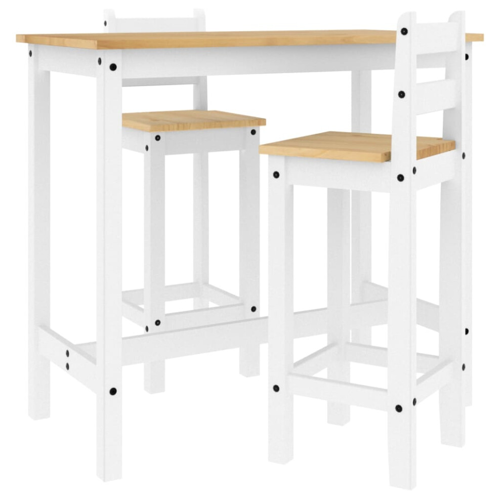 (white, 112 cm/bar table + 2x bar chair) vidaXL Bar Set Dining Bar Table and Chairs Kitchen Bistro Set Solid Wood Pine