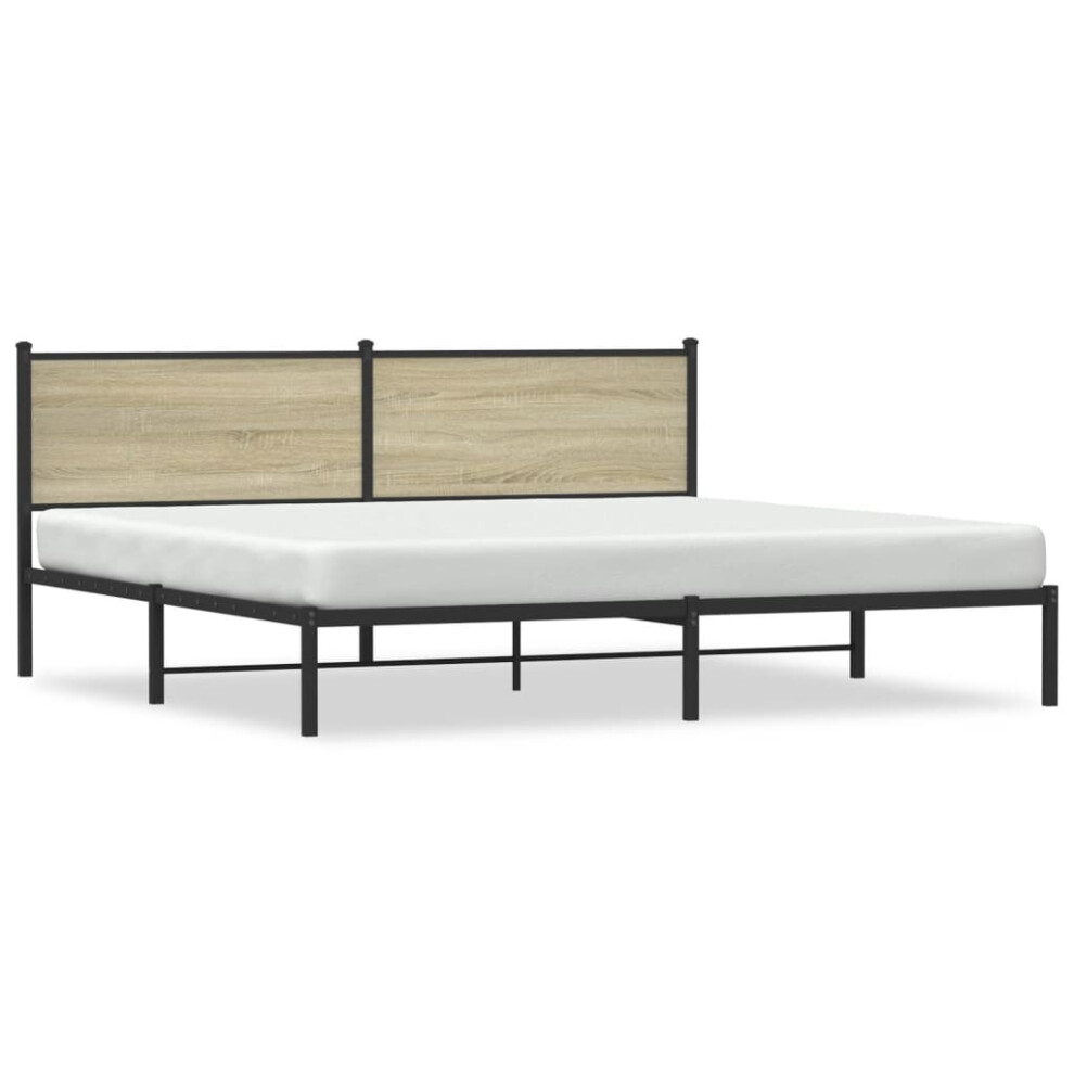 Vidaxl Metal Bed Frame With Headboard Bed Base Bedstead Sonoma Oak 200X200 Cm