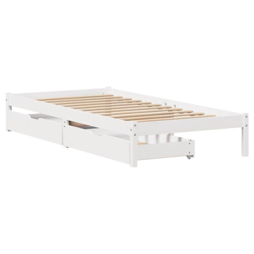 VidaXL vidaXL Bed Frame with Drawers Bed Base White 90x190 cm Single Solid Wood Pine 2