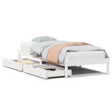 vidaXL Bed Frame with Drawers Bed Base White 90x190 cm Single Solid Wood Pine