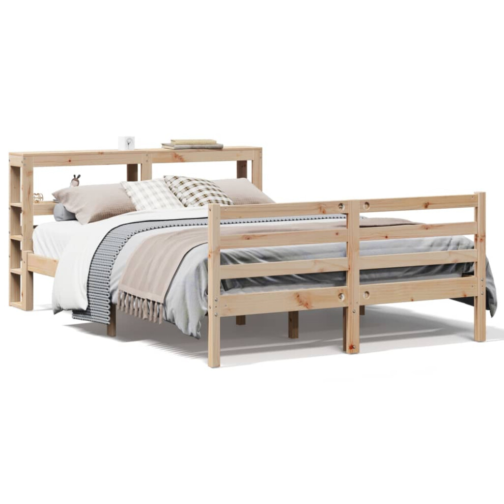 vidaXL Bed Frame with Headboard Bed Base Bedstead 140x190 cm Solid Wood Pine