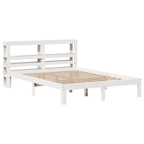VidaXL vidaXL Bed Frame with Headboard White 150x200 cm King Size Solid Wood Pine