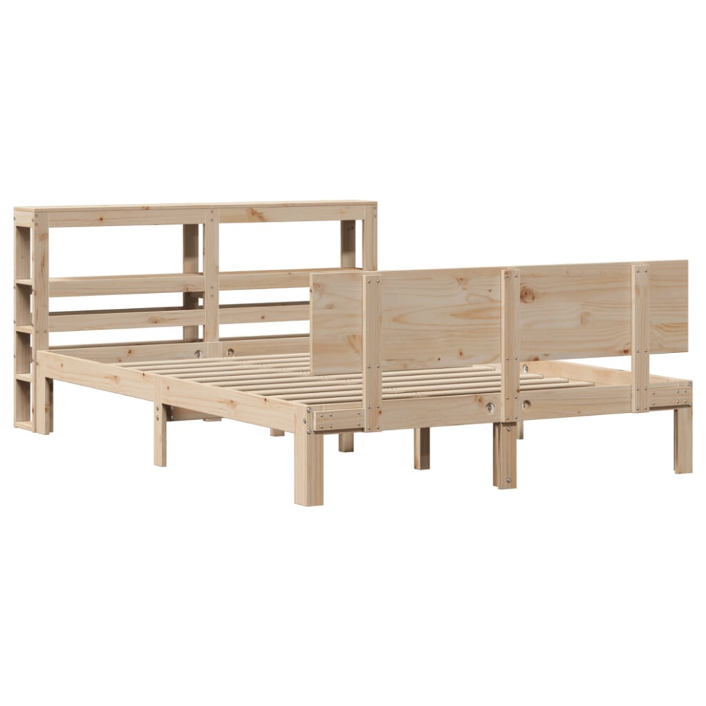 vidaXL Bed Frame with Headboard Bed Base Bedstead 140x200 cm Solid Wood Pine