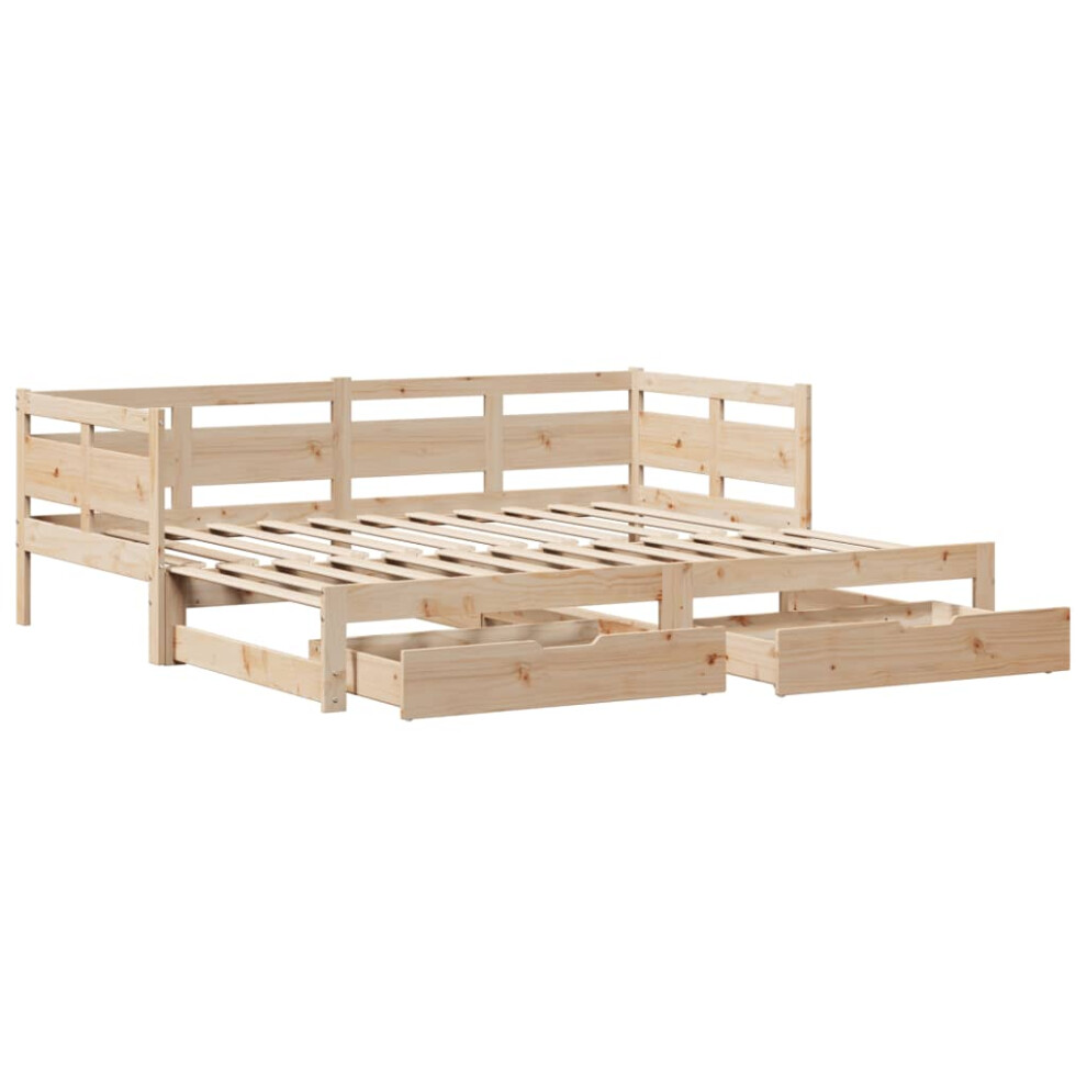 vidaXL Daybed with Trundle and Drawers Sofa Bed 90x190 cm Solid Wood Pine