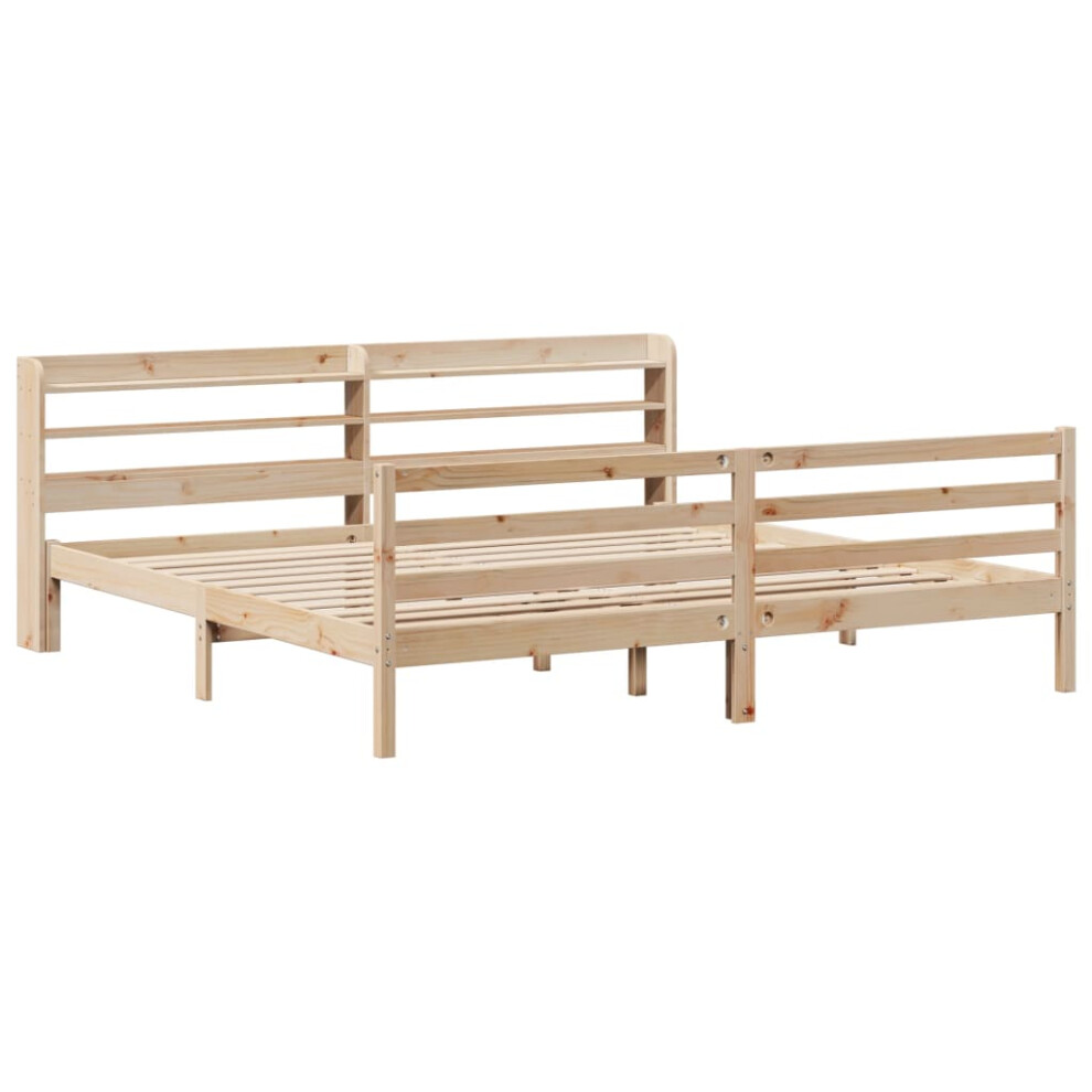 vidaXL Bed Frame with Headboard Bed 180x200 cm Super King Solid Wood Pine