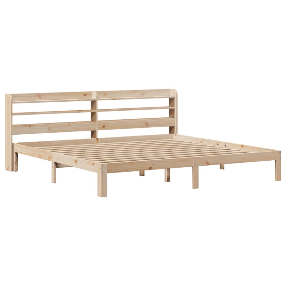 Vidaxl Bed Frame With Headboard Bed 180X200 Cm Super King Solid Wood Pine