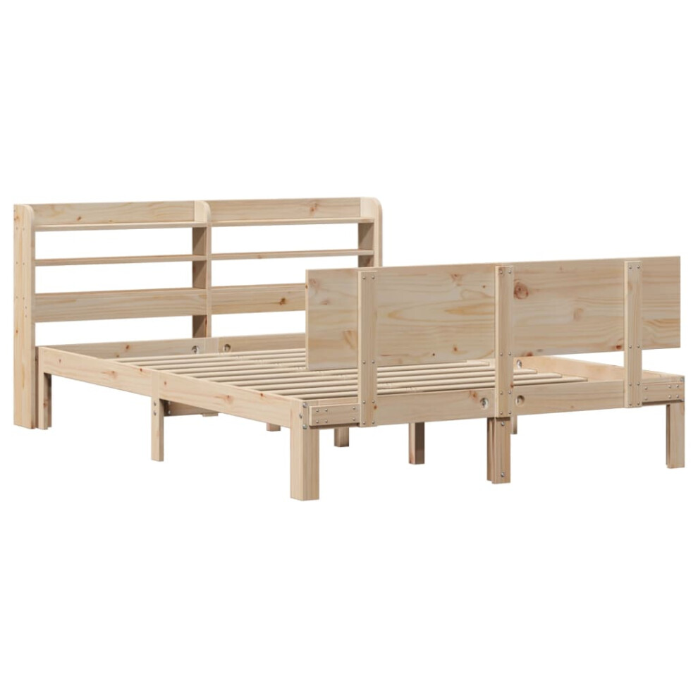 vidaXL Bed Frame with Headboard Bed Base Bedstead 140x200 cm Solid Wood Pine