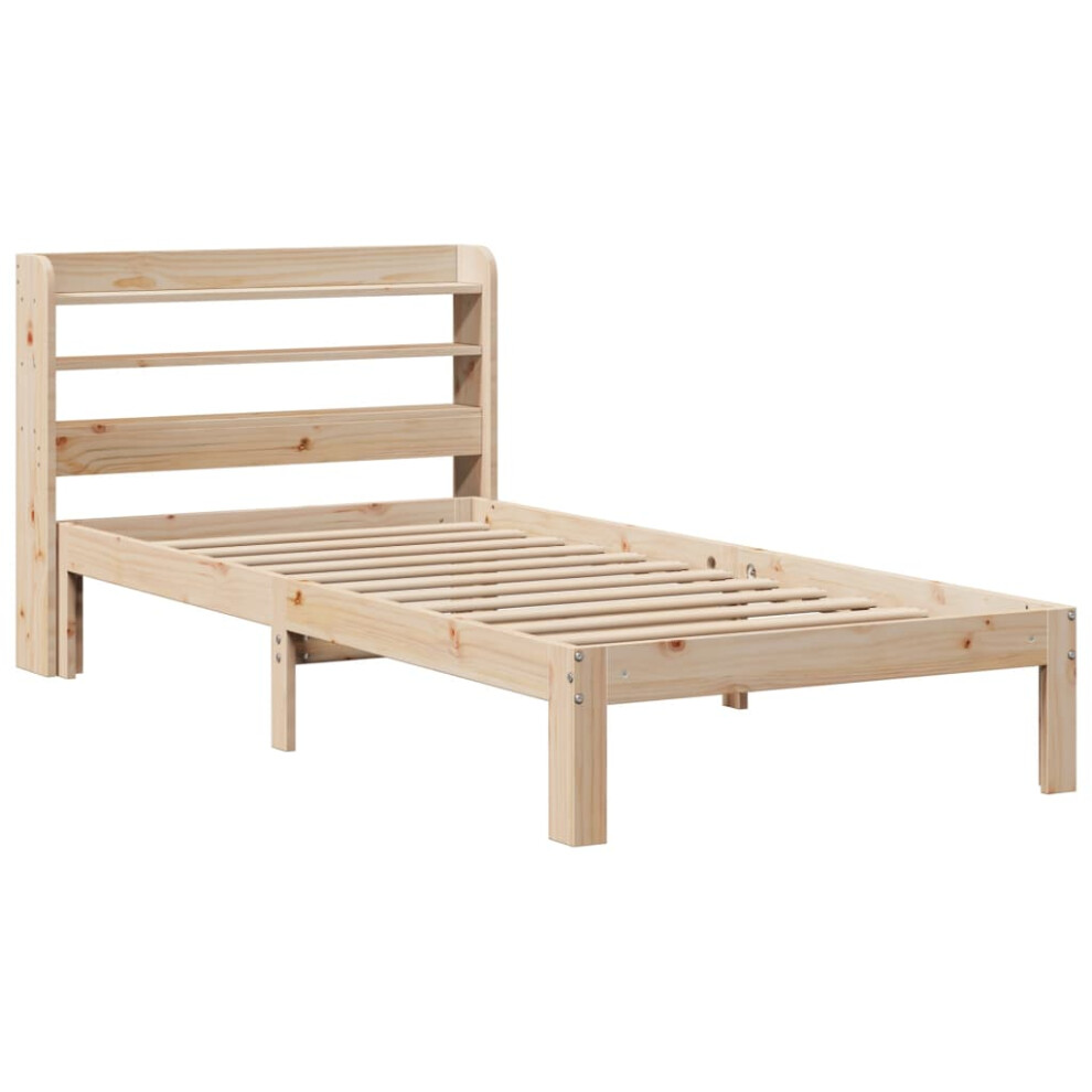 Vidaxl Bed Frame With Headboard Bed Base Bedstead 90X200 Cm Solid Wood Pine
