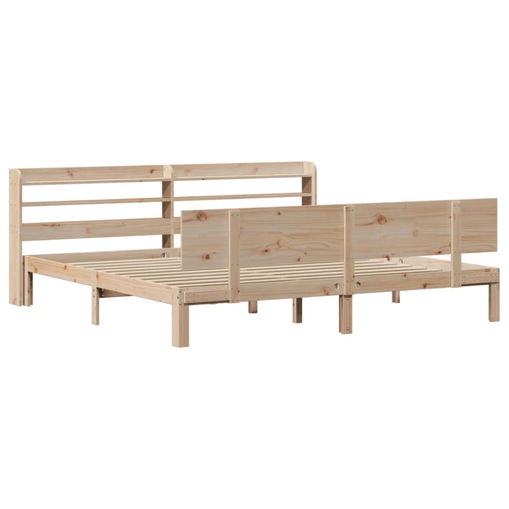 vidaXL Bed Frame with Headboard Bed 180x200 cm Super King Solid Wood Pine