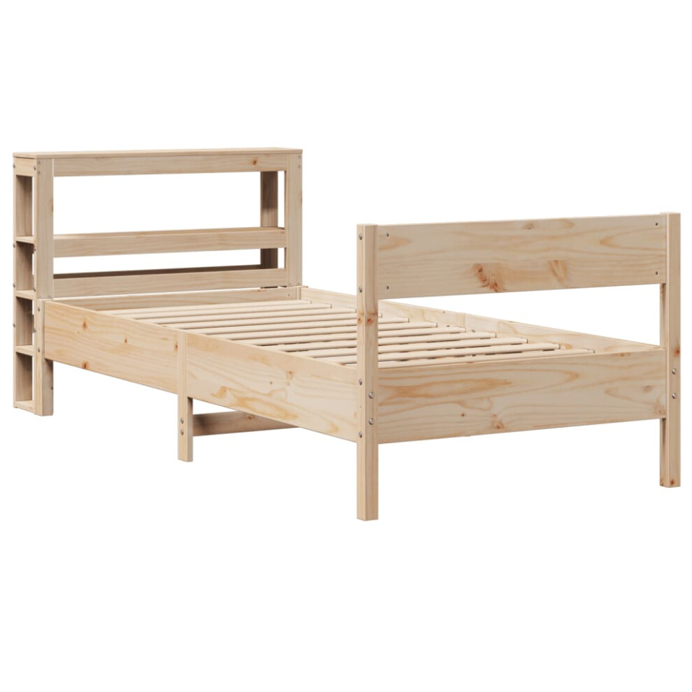 vidaXL Bed Frame with Headboard Bed Base 90x190 cm Single Solid Wood Pine