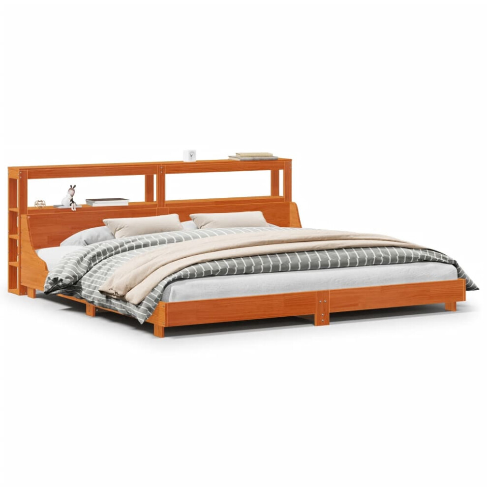 Vidaxl Bed Frame With Headboard Bed Base Wax Brown 200X200 Cm Solid Wood Pine