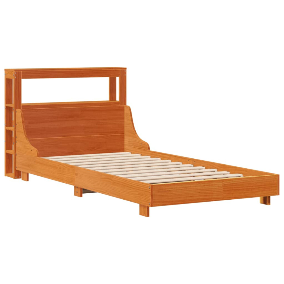 vidaXL Bed Frame with Headboard Bed Base Wax Brown 90x200 cm Solid Wood Pine