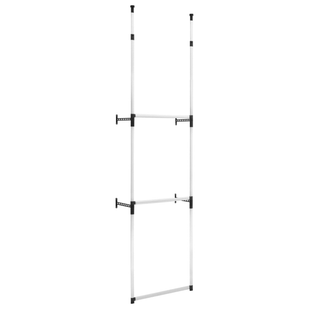 vidaXL Telescopic Wardrobe System with Rods Aluminium Hanging Rail Organiser