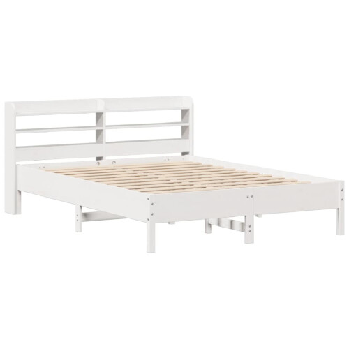 VidaXL vidaXL Bed Frame with Headboard Bed Base White 140x190 cm Solid Wood Pine 2