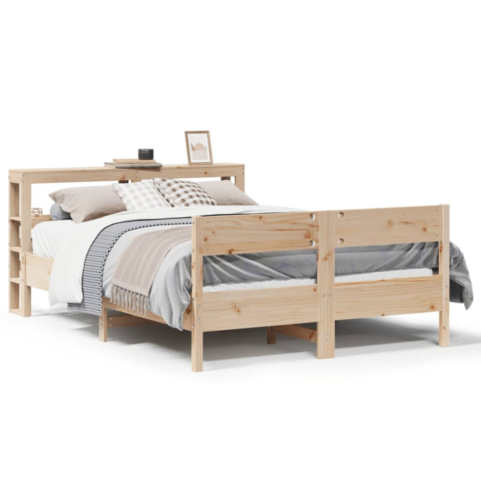 vidaXL Bed Frame with Headboard Bed Base 150x200 cm King Size Solid Wood Pine