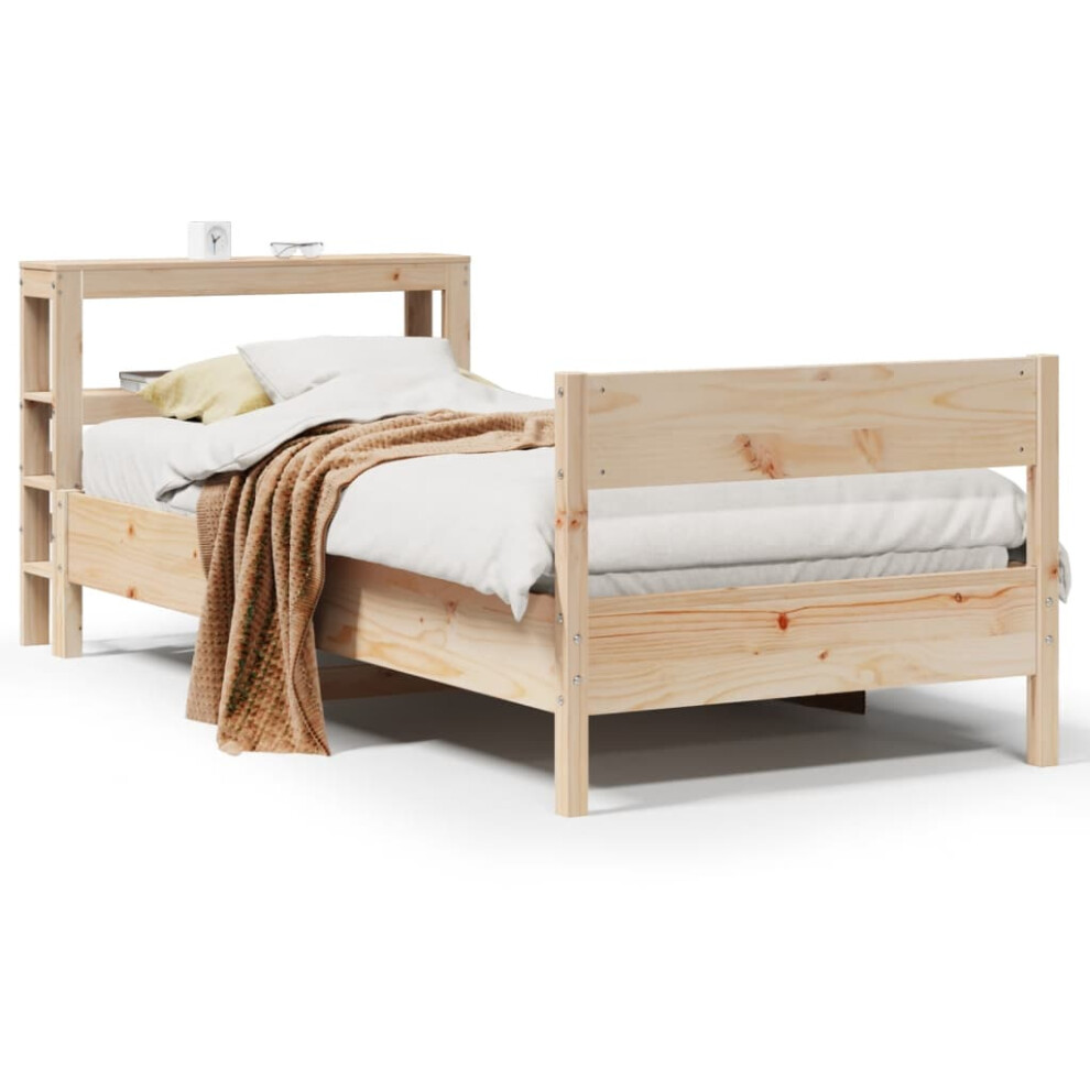 vidaXL Bed Frame with Headboard Bed Base Bedstead 90x200 cm Solid Wood Pine