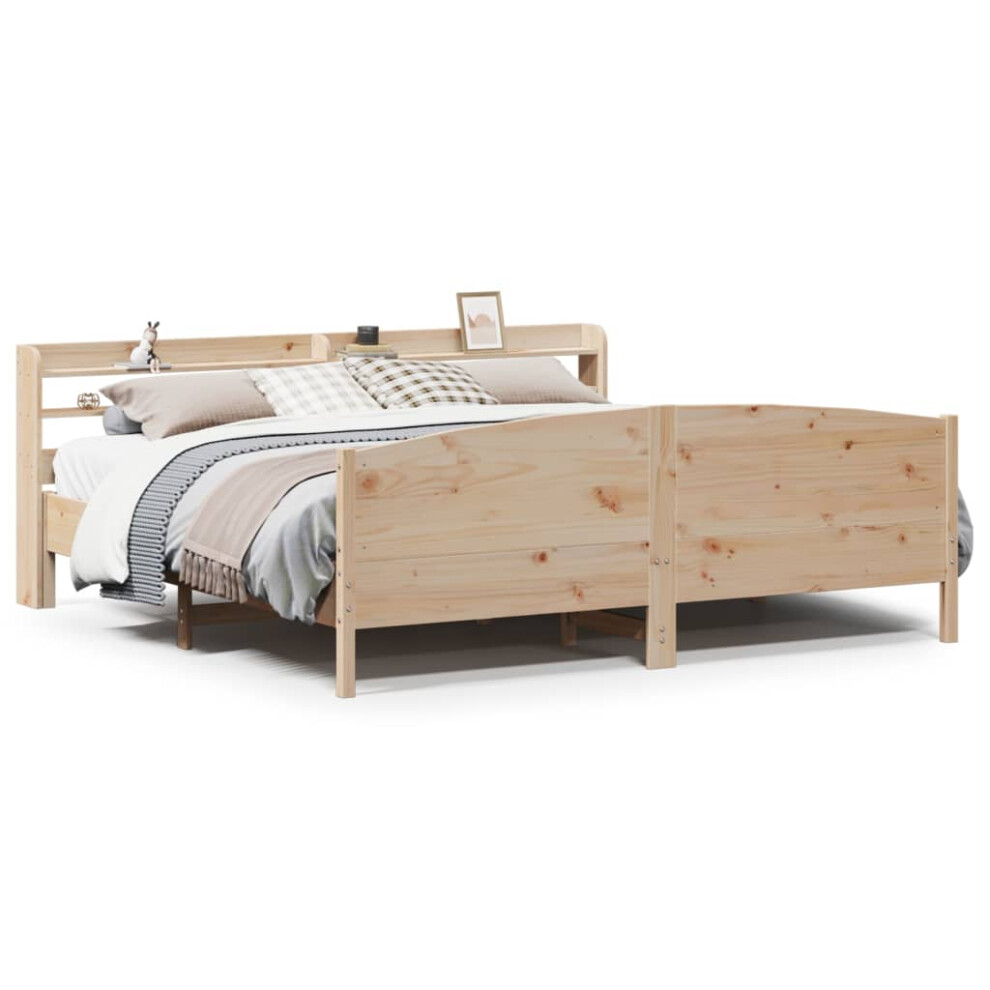 vidaXL Bed Frame with Headboard Bed 180x200 cm Super King Solid Wood Pine