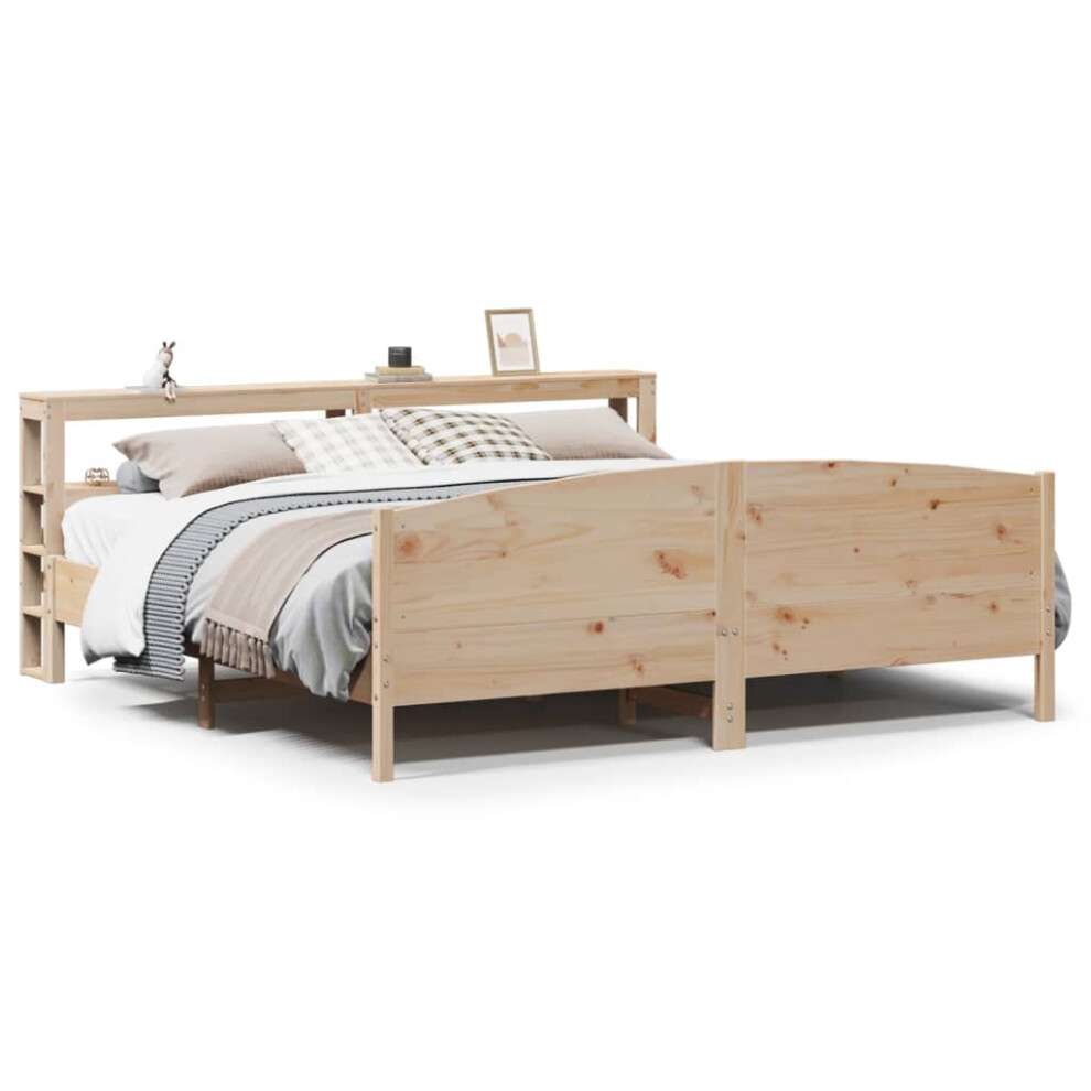 vidaXL Bed Frame with Headboard Bed Base Bedstead 200x200 cm Solid Wood Pine