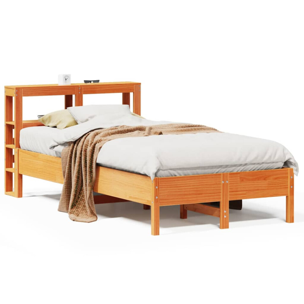 vidaXL Bed Frame with Headboard Bed Base Wax Brown 100x200 cm Solid Wood Pine