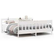 vidaXL Bed Frame with Headboard White 180x200 cm Super King Solid Wood Pine