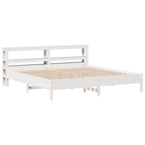 VidaXL vidaXL Bed Frame with Headboard Bed Base White 200x200 cm Solid Wood Pine 2