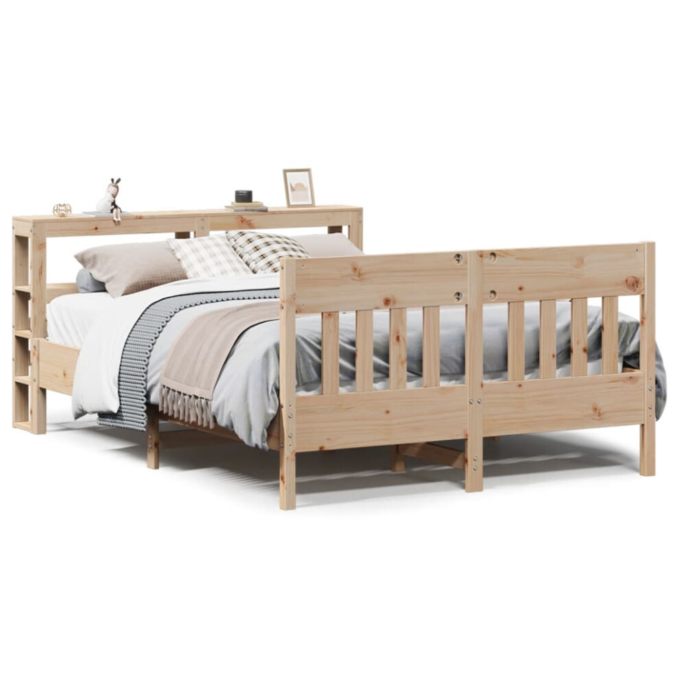 vidaXL Bed Frame with Headboard Bed Base Bedstead 160x200 cm Solid Wood Pine