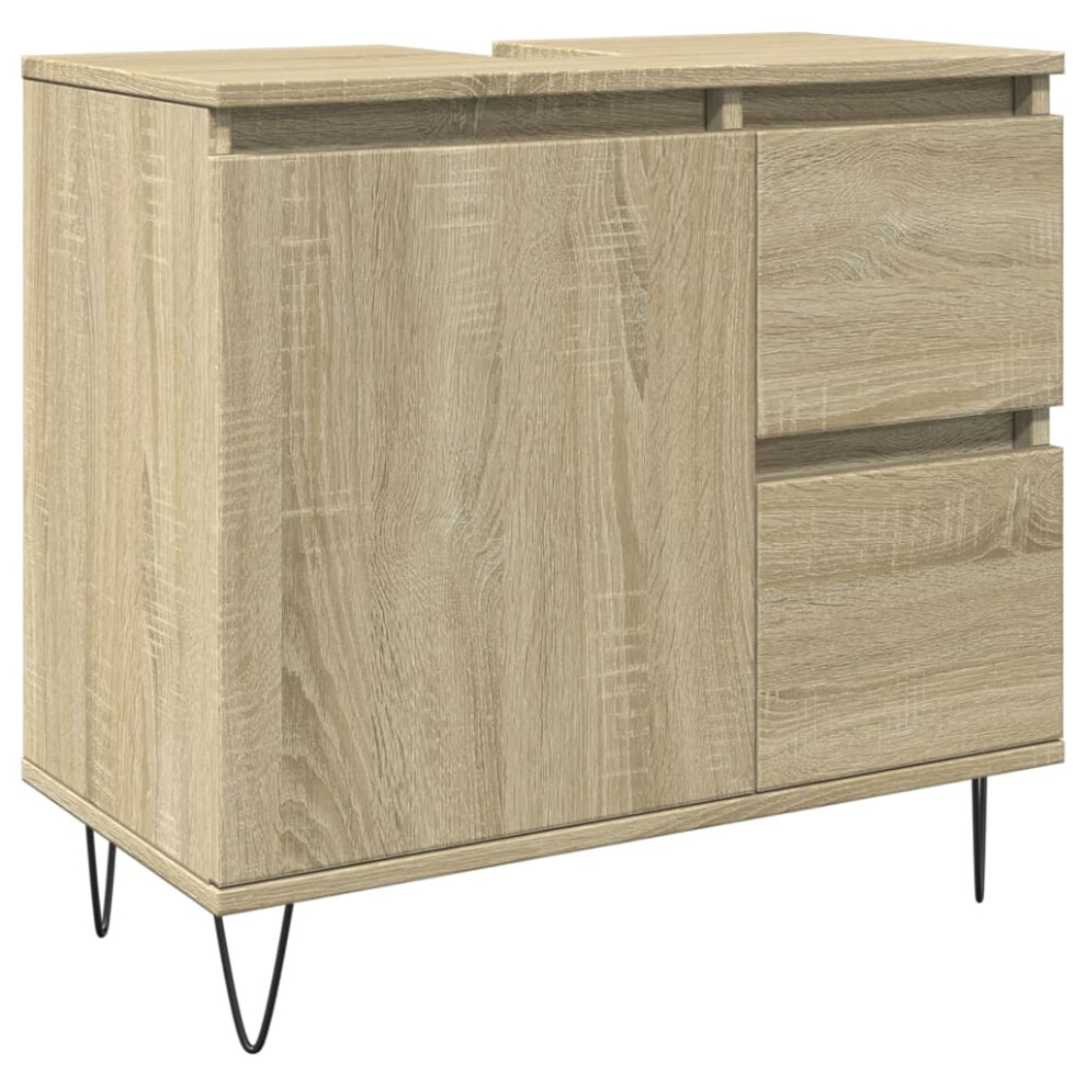 vidaXL Bathroom Cabinet Storage Cabinet Vanity Unit Sonoma Oak Engineered Wood