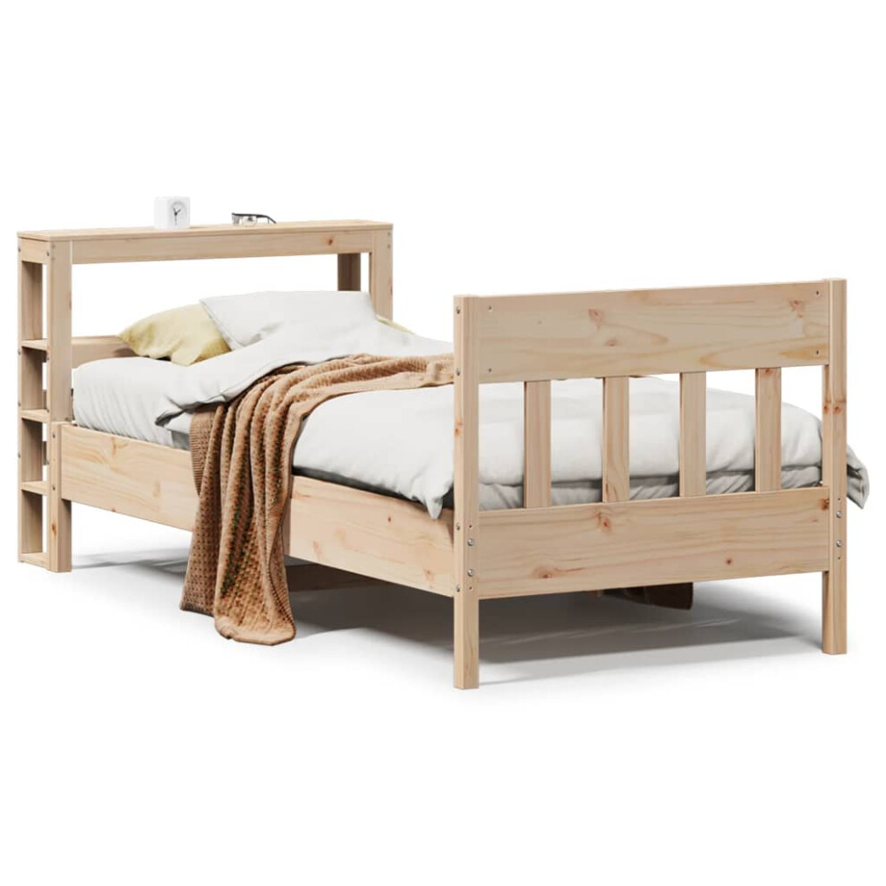 vidaXL Bed Frame with Headboard Bed Base Bedstead 100x200 cm Solid Wood Pine