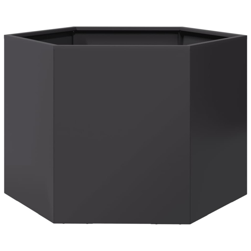 vidaXL Garden Planter Outdoor Flower Pot Patio Planter Pot Black Hexagon Steel