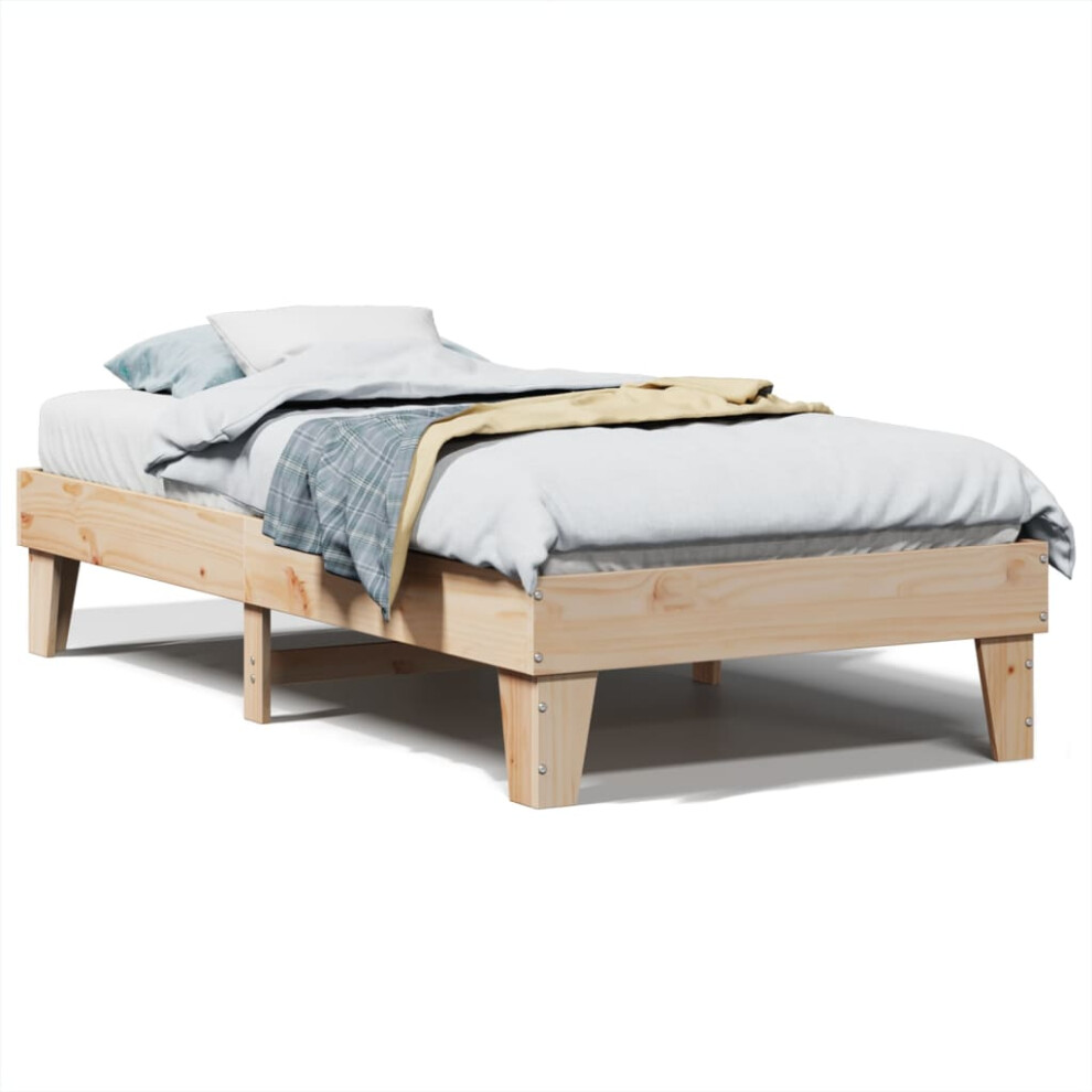 Vidaxl Bed Frame Without Mattress Bed 75X190 Cm Single Solid Wood Pine Small
