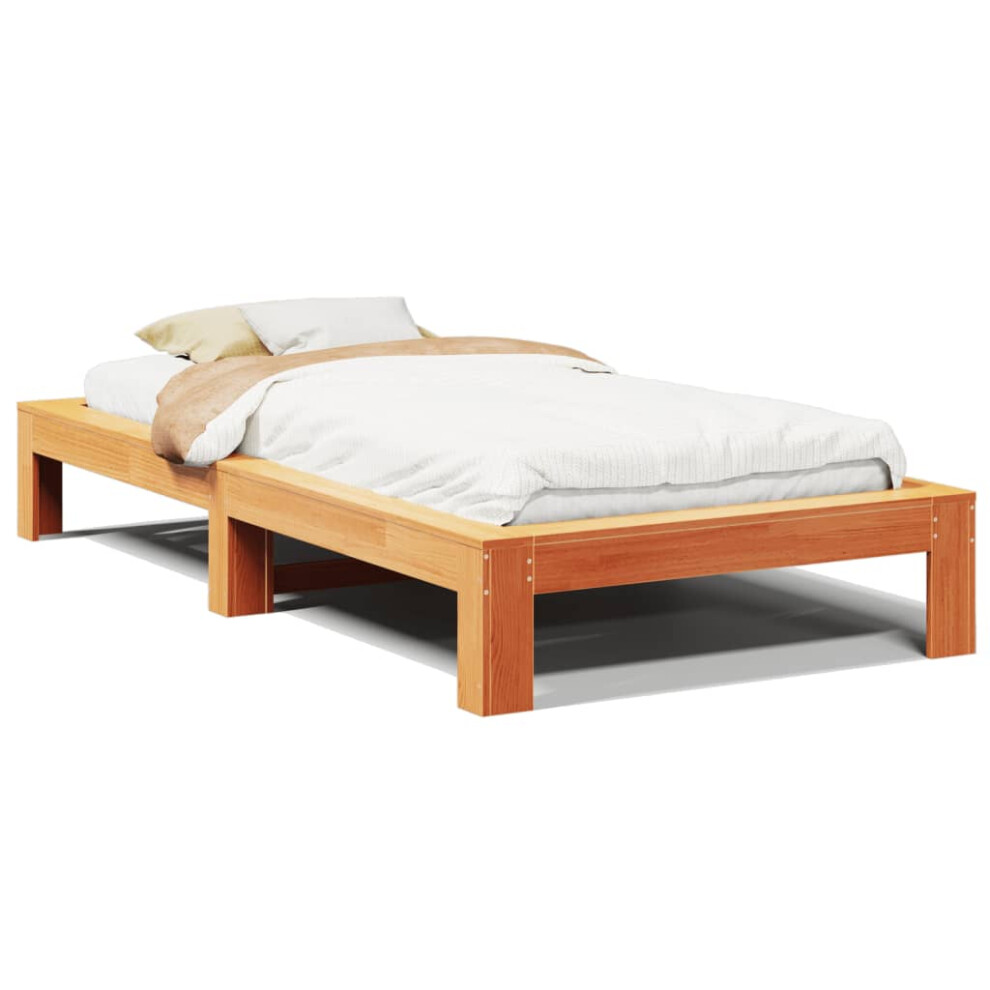 Vidaxl Bed Frame Without Mattress Wax Brown 90X190 Cm Single Solid Wood Pine