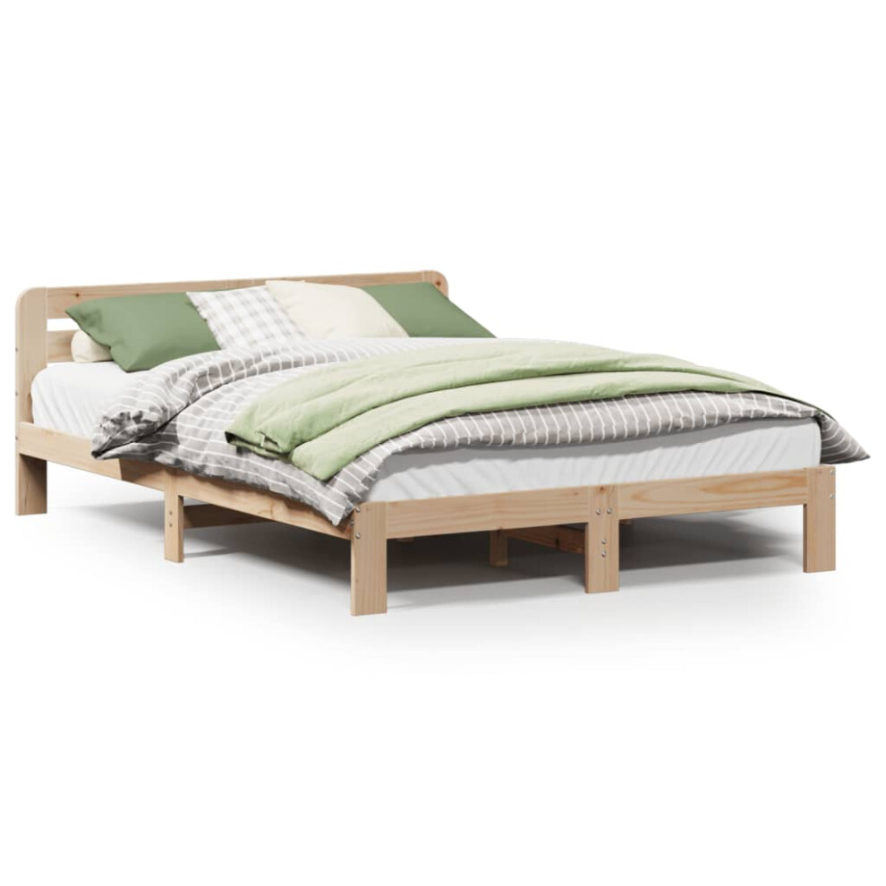 vidaXL Bed Frame without Mattress Bed Base 135x190 cm Double Solid Wood Pine