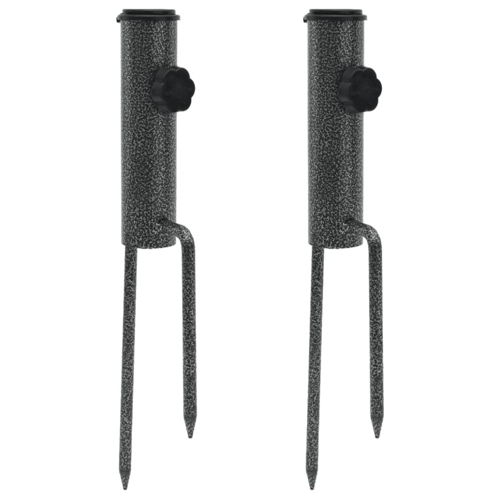 vidaXL Parasol Stands with Spikes Lawn Umbrella Holder 2 pcs Galvanised Steel