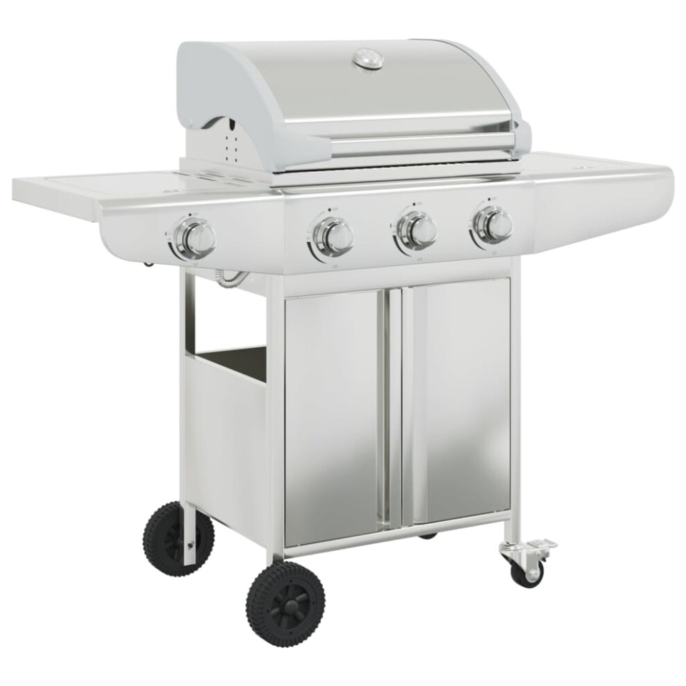 Vidaxl Gas Bbq Grill With 4 Burners Gas Barbecue Grill Silver Stainless Steel