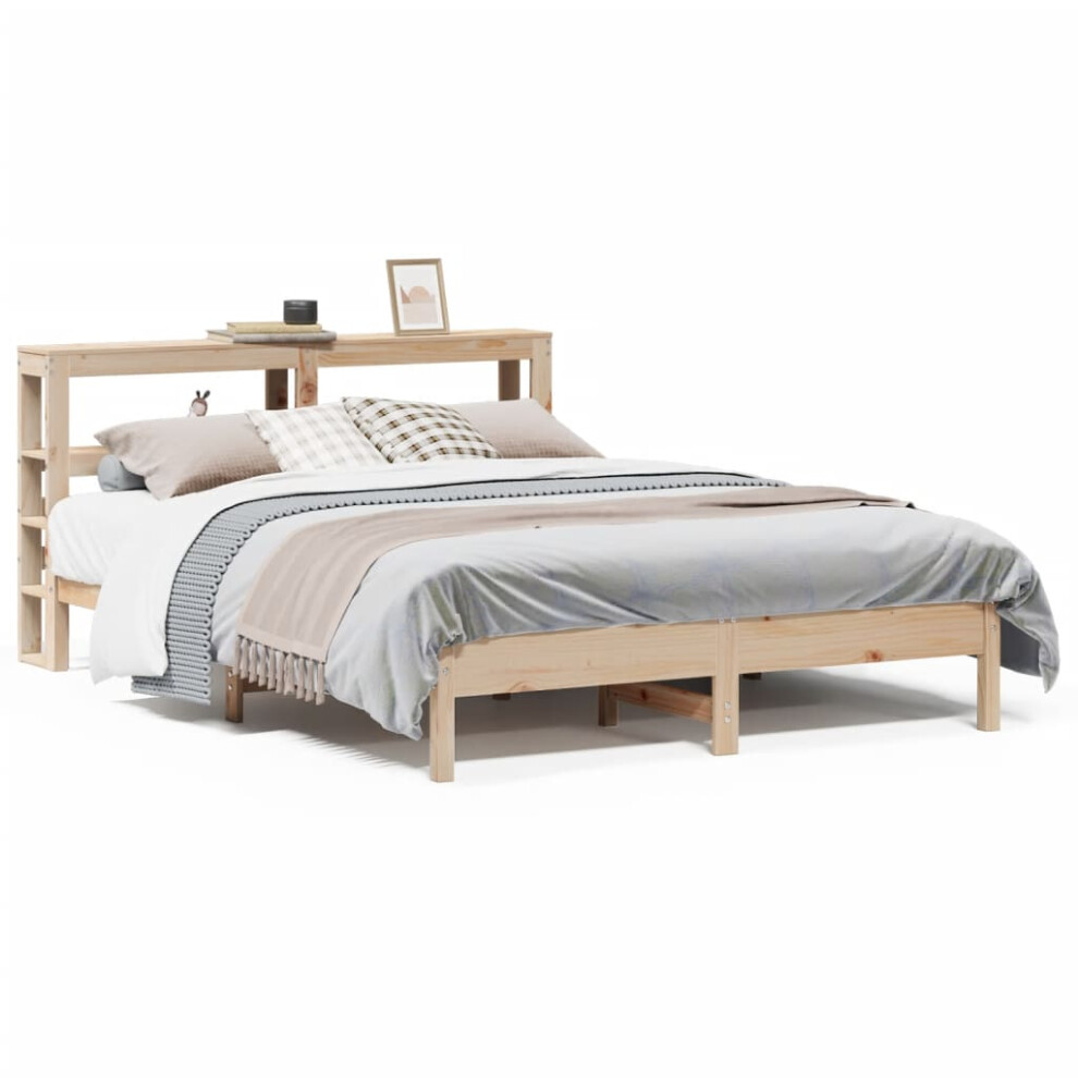 vidaXL Bed Frame with Headboard Bed Base Bedstead 160x200 cm Solid Wood Pine