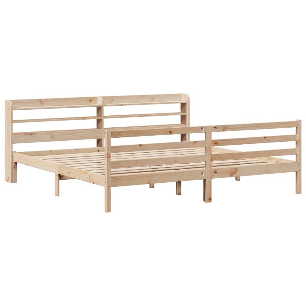 vidaXL Bed Frame with Headboard Bed Base Bedstead 200x200 cm Solid Wood Pine