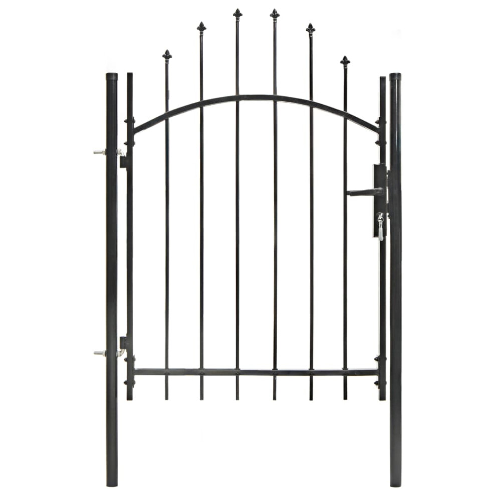 vidaXL Garden Gate with Arched Top Steel 1x1.5m Black Outdoor Barrier Door