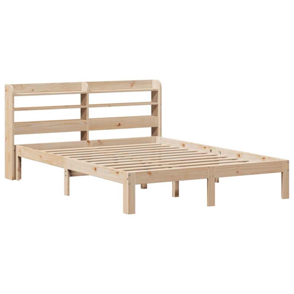 vidaXL Bed Frame with Headboard Bed Base Bedstead 140x190 cm Solid Wood Pine