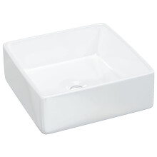 vidaXL Wash Basin Countertop Wash Sink Cloakroom Basin White Ceramic Square