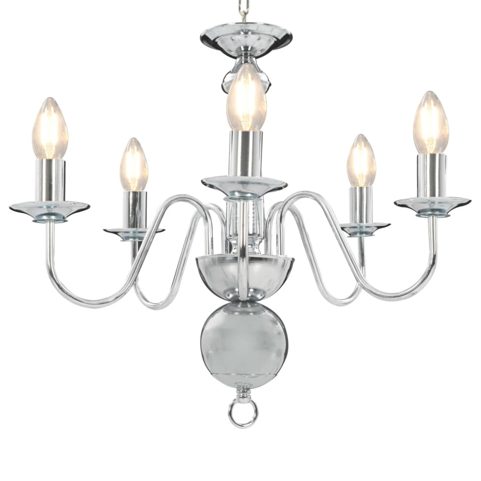 vidaXL Chandelier Silver 5xE14 Bulbs Ceiling Pendant Lamp Living Room Light