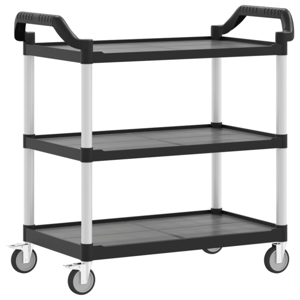 vidaXL 3-Tier Trolley Serving Cart Kitchen Storage Trolley Black Aluminium