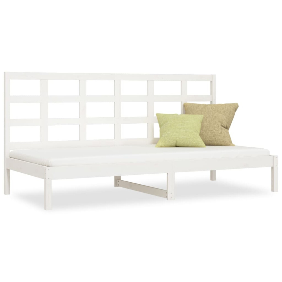 vidaXL Solid Wood Pine Day Bed White 90x200 cm Sofa Sleepover Occasional Bed