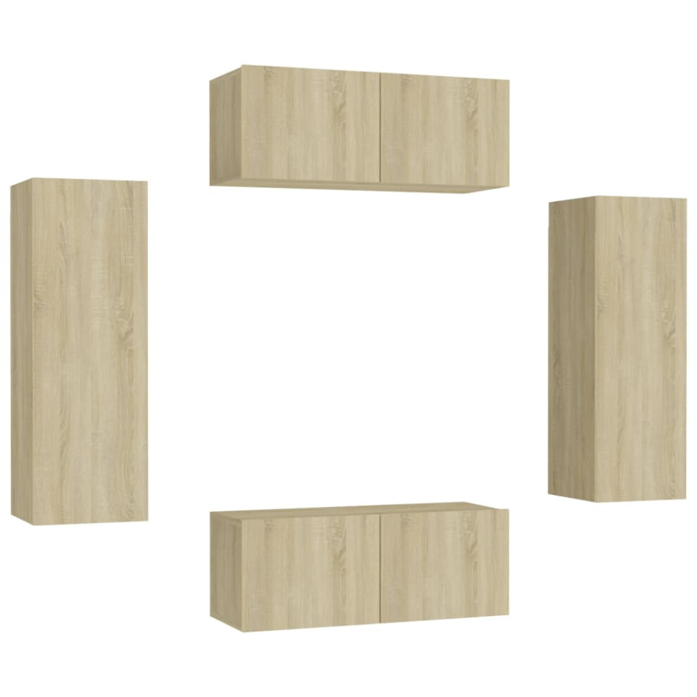 Vidaxl Tv Cabinet Set 4 Piece Sonoma Oak Engineered Wood Furniture Tv Stand