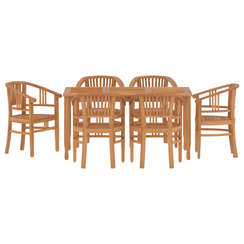 vidaXL Garden Dining Set Outdoor Dining Table and Chair 7 Piece Solid Wood Teak