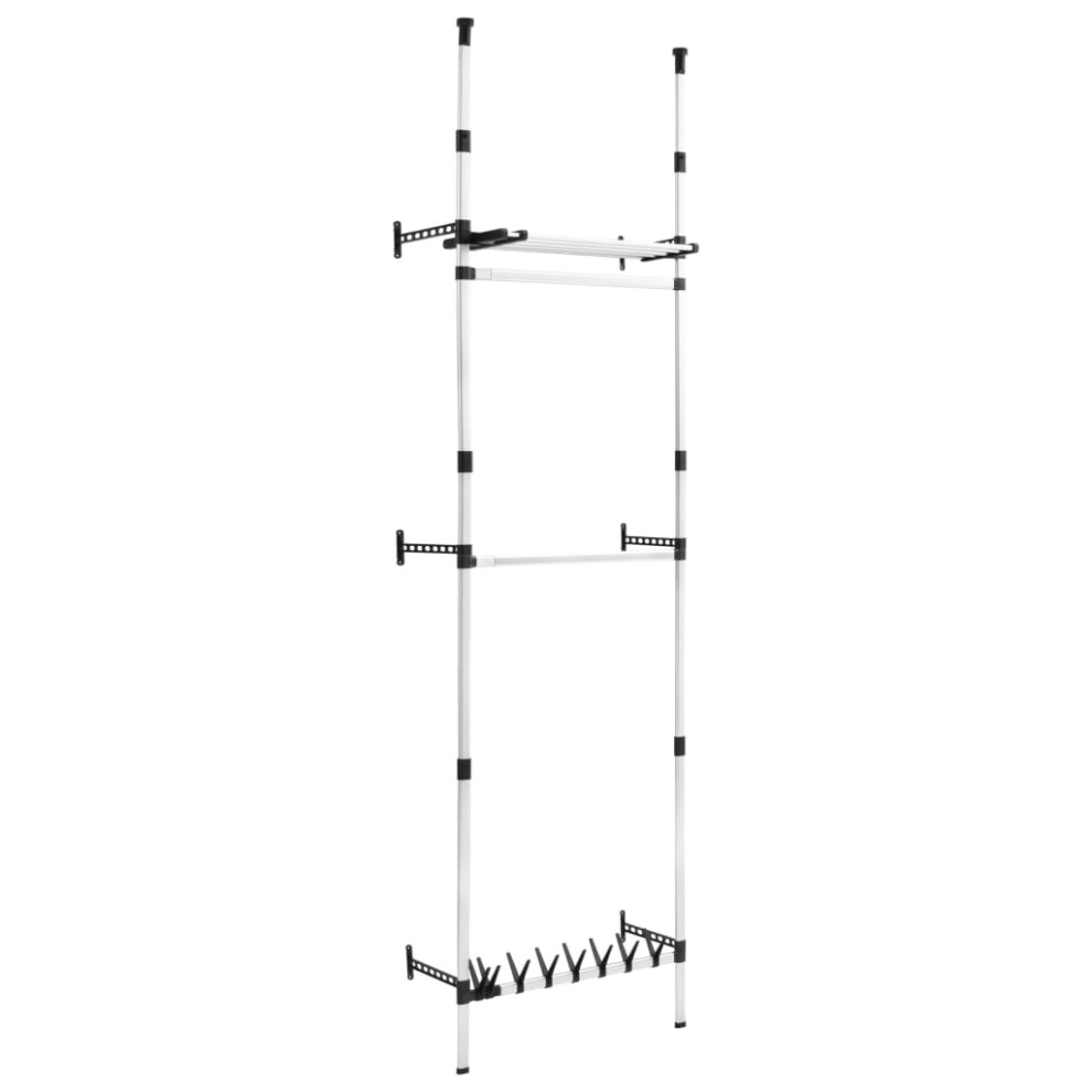 vidaXL Telescopic Wardrobe System with Rods Aluminium Hanging Rail Storage