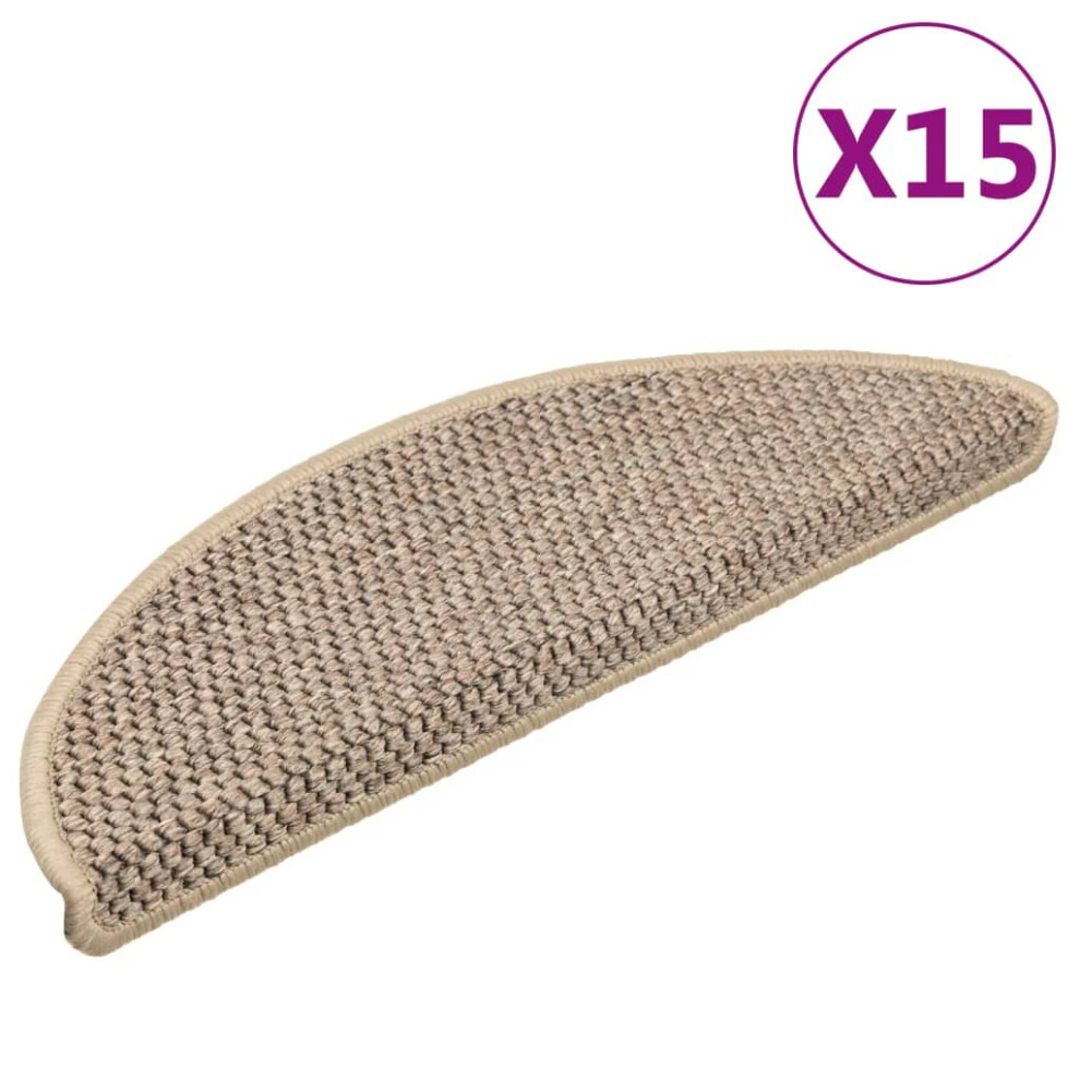 vidaXL Stair Mats Stair Protector Self-adhesive Sisal-Look 15 pcs Dark Beige